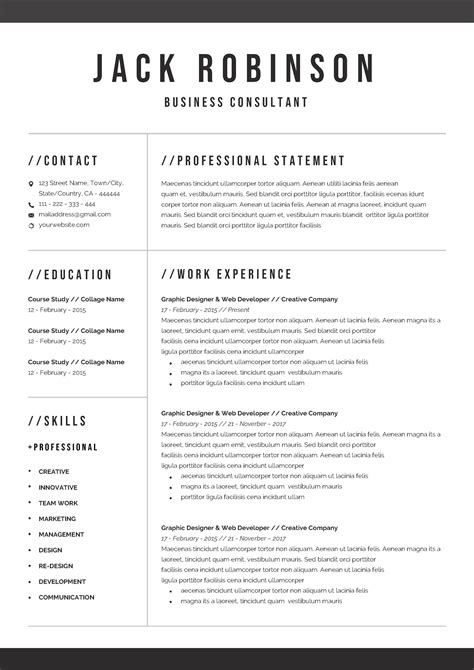 consultant resume template